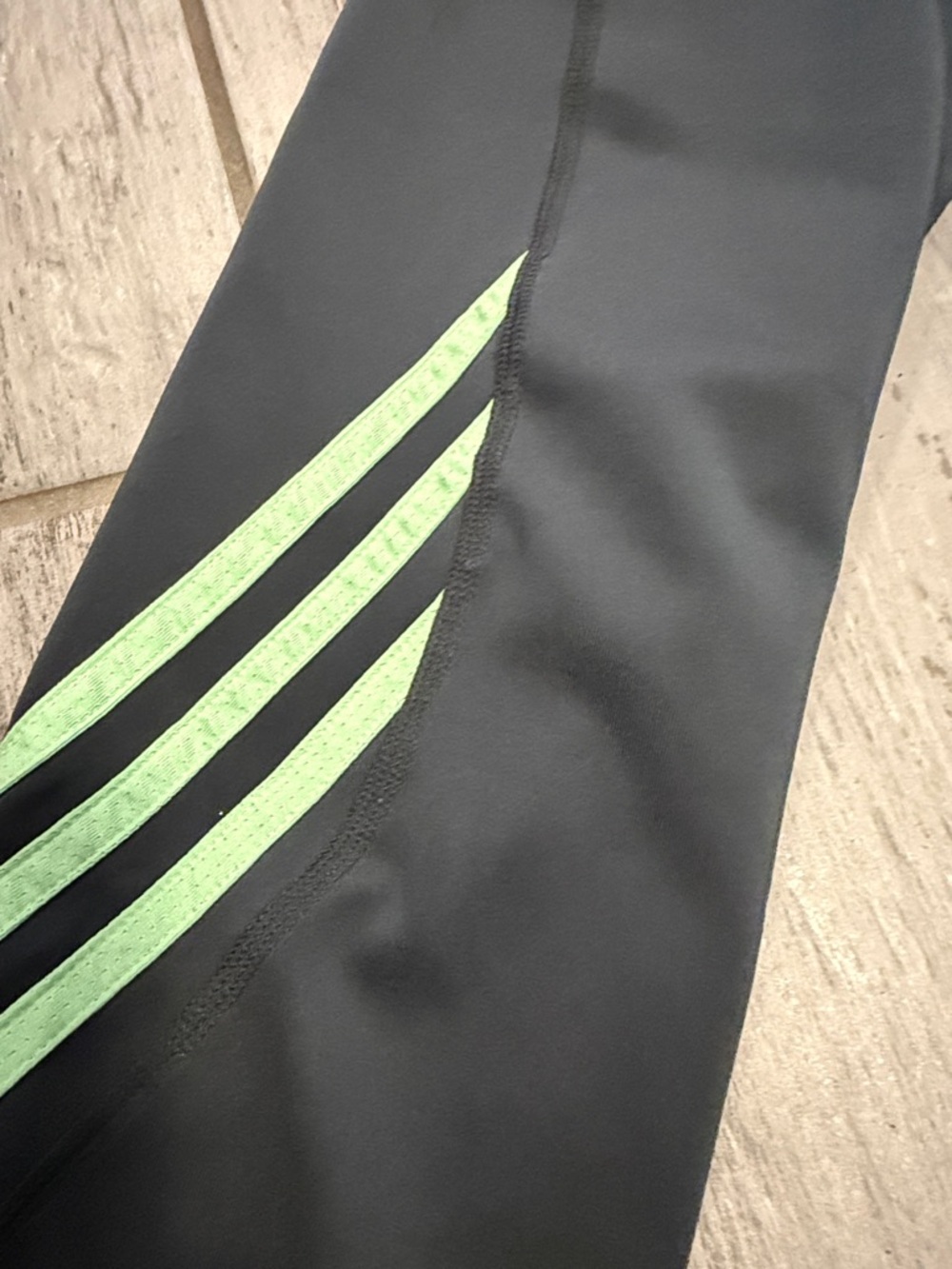 adidas Black Crop Leggings with Mint Green Waistband and Stripes 10 - Picture 3 of 3